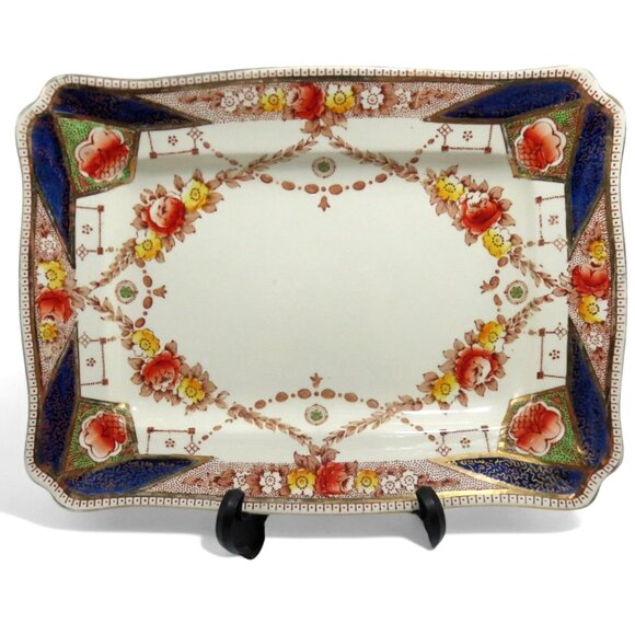 ROYAL STAFFORDSHIRE AJ Wilkinson Rectangular Ceramic Plate Floral Design 13" - Picture 1 of 9